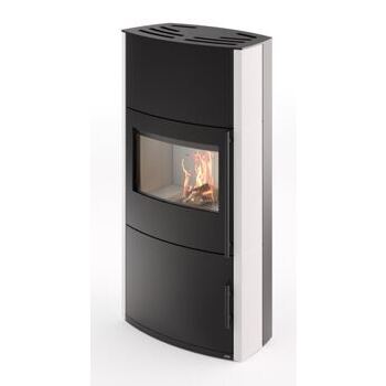 Cera Genius Kaminofen, Stahl schwarz mit seitl. Thermotte natur