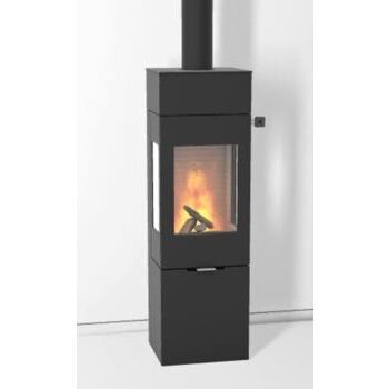 Attika Kaminofen Nexo 140, Stahl schwarz mit Seitenfenstern