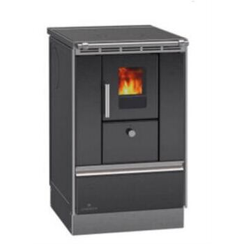 Lohberger Rega 50 Holzherd, schwarz-grau-matt mit Sichtfenster