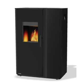 Rika Paro Kombiofen Pellet/Holz, Stahl schwarz, Rauchrohr-Anschluss oben