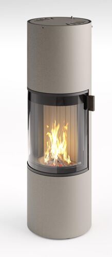 Cera Prego Kaminofen Stahl Champagner, Höhe 1,46 cm. Optional Powerstone