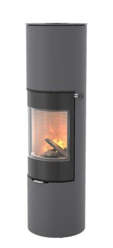 Attika Kaminofen Viva 160 L, Stahl Platin mit Edelstahlabdeckung