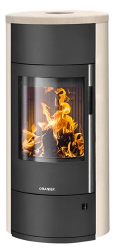 Oranier Polar Neo Vantage W+, Kaminofen mit Steinmantel Kalkstein crème