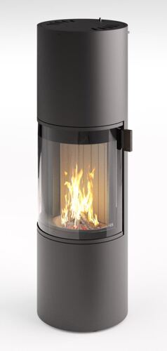 Cera Prego Kaminofen Stahl schwarz, Höhe 1,46 cm. Optional Powerstone