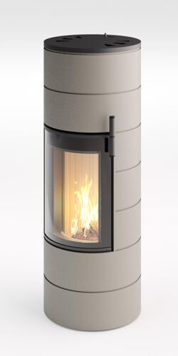 Cera Rondotherm Titan Midi, Kaminofen Stahl Champagner. Optional Powerstone