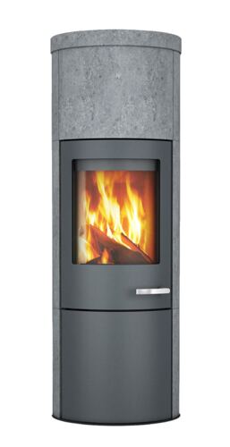 Skantherm Merano XL Speicherofen mit Specksteinmantel und Speichermodul, Stahl grau