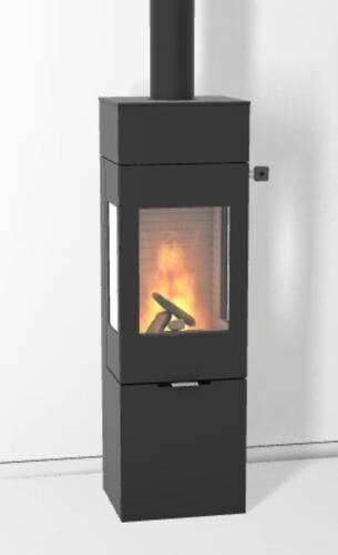 Attika Kaminofen Nexo 140, Stahl schwarz mit Seitenfenstern