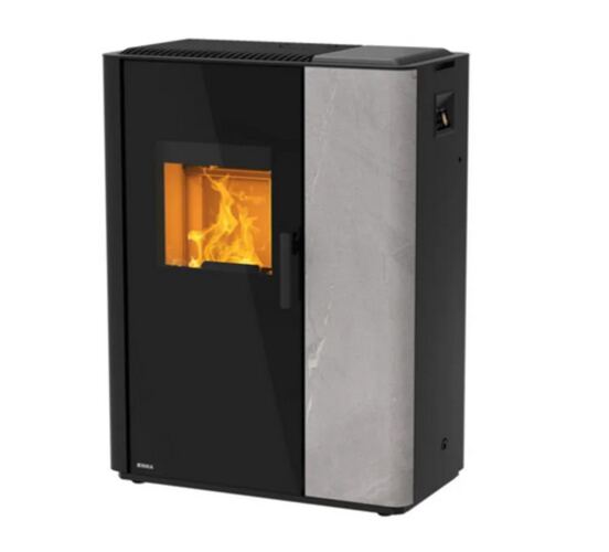 RIKA INDUO III Kombi-Ofen Pellet/Holz, schwarz, Front Speckstein